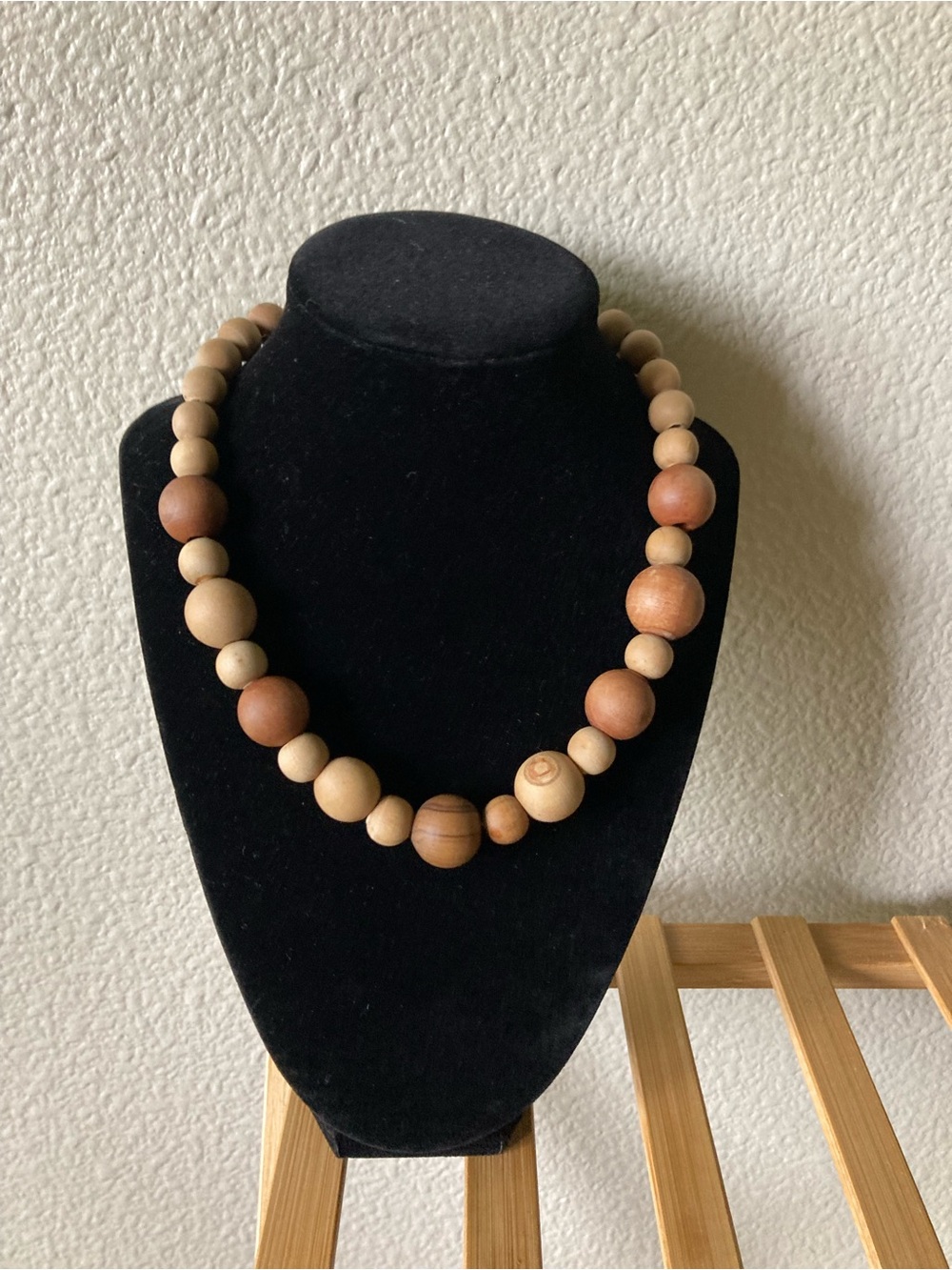Natural Wooden Bead Necklace -